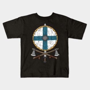 Finnish Viking shield with two axes Kids T-Shirt